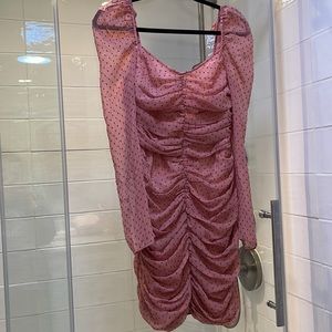 NEW $395 Mestiza Francesca Ruched Dot Mini Dress